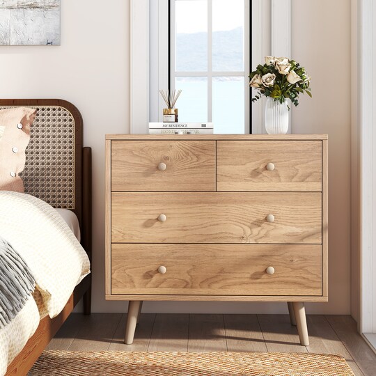 Wide 4-Drawer Wooden Dresser with Smooth Slides and Sturdy Construction for Bedroom | Michaels Wide 4-Drawer Wooden Dresser with Smooth Slides and Sturdy Construction for Bedroom | Michaels